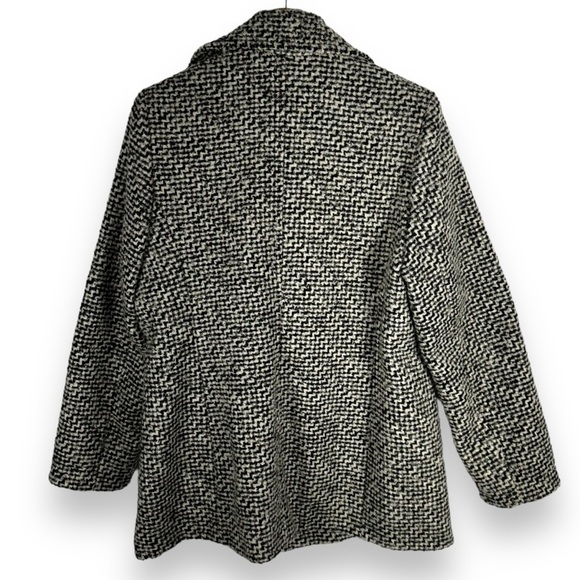 Calvin Klein Single Breasted Herringbone Wool Blend Walker Coat, Black/White, 14 - Picture 14 of 14